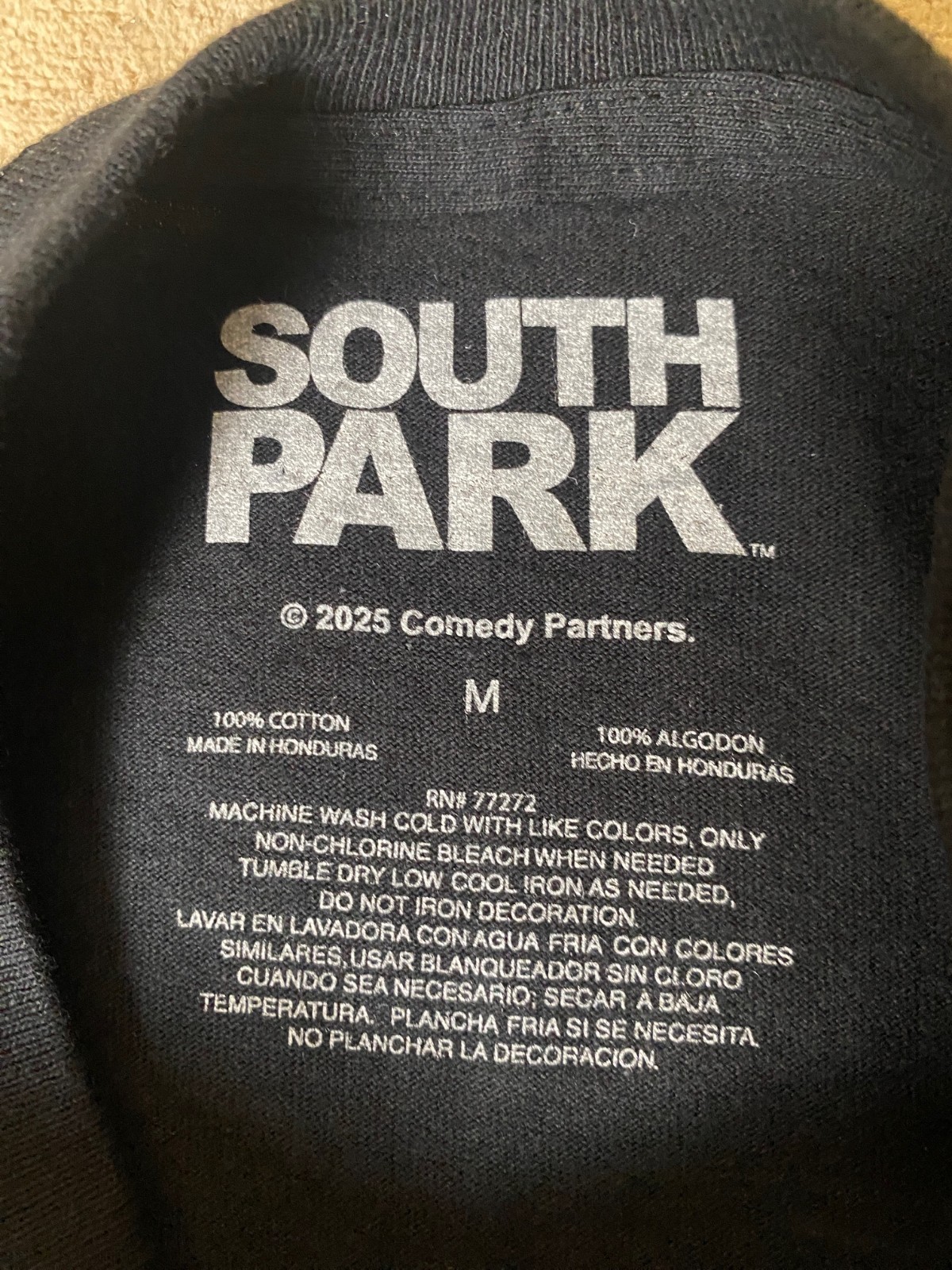 SOUTH PARK Kenny Large Print High Quality Black Graphic Tee- NWT