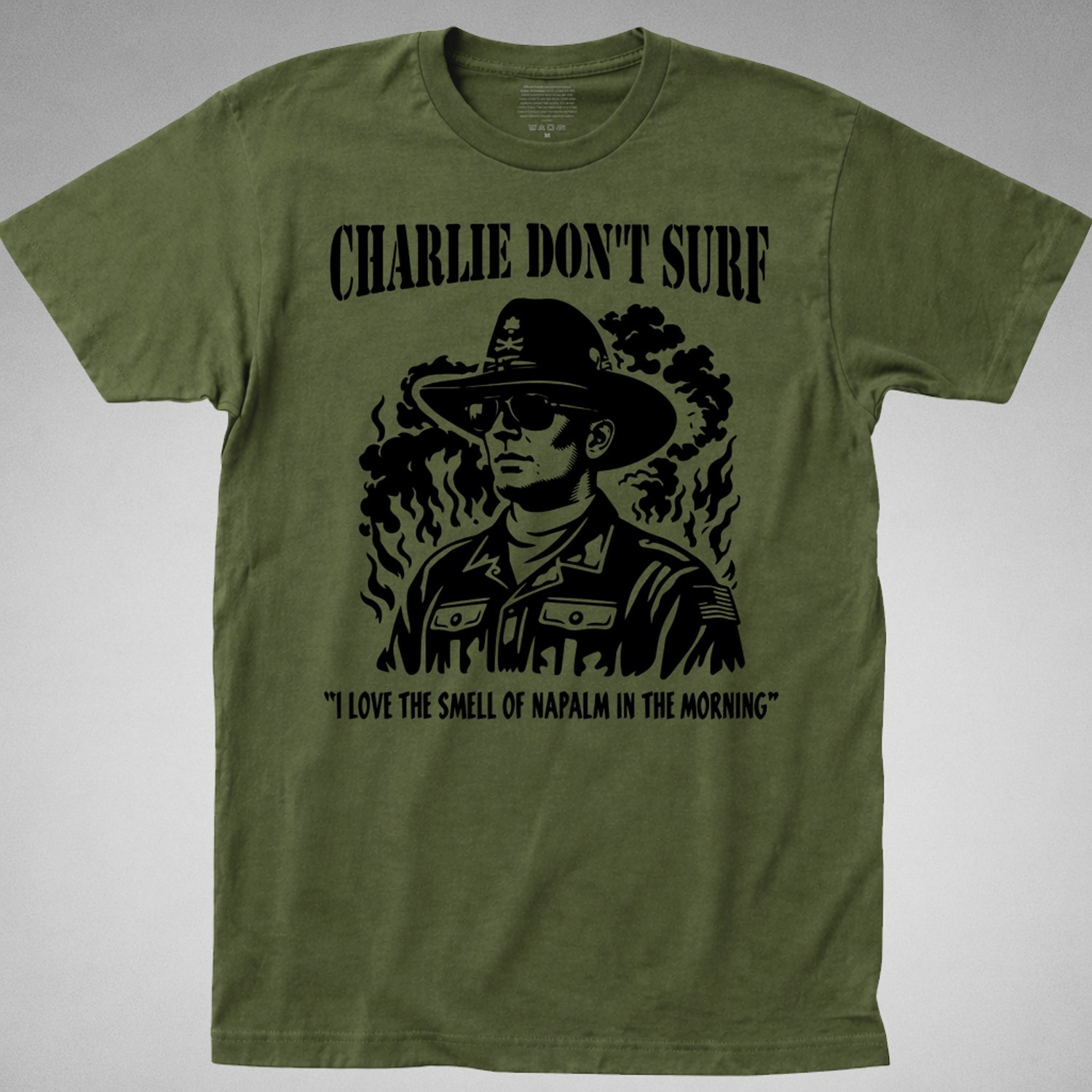 CHARLIE DON’T SURF T-Shirt Vietnam apocalypse now war surfing napalm beach clash