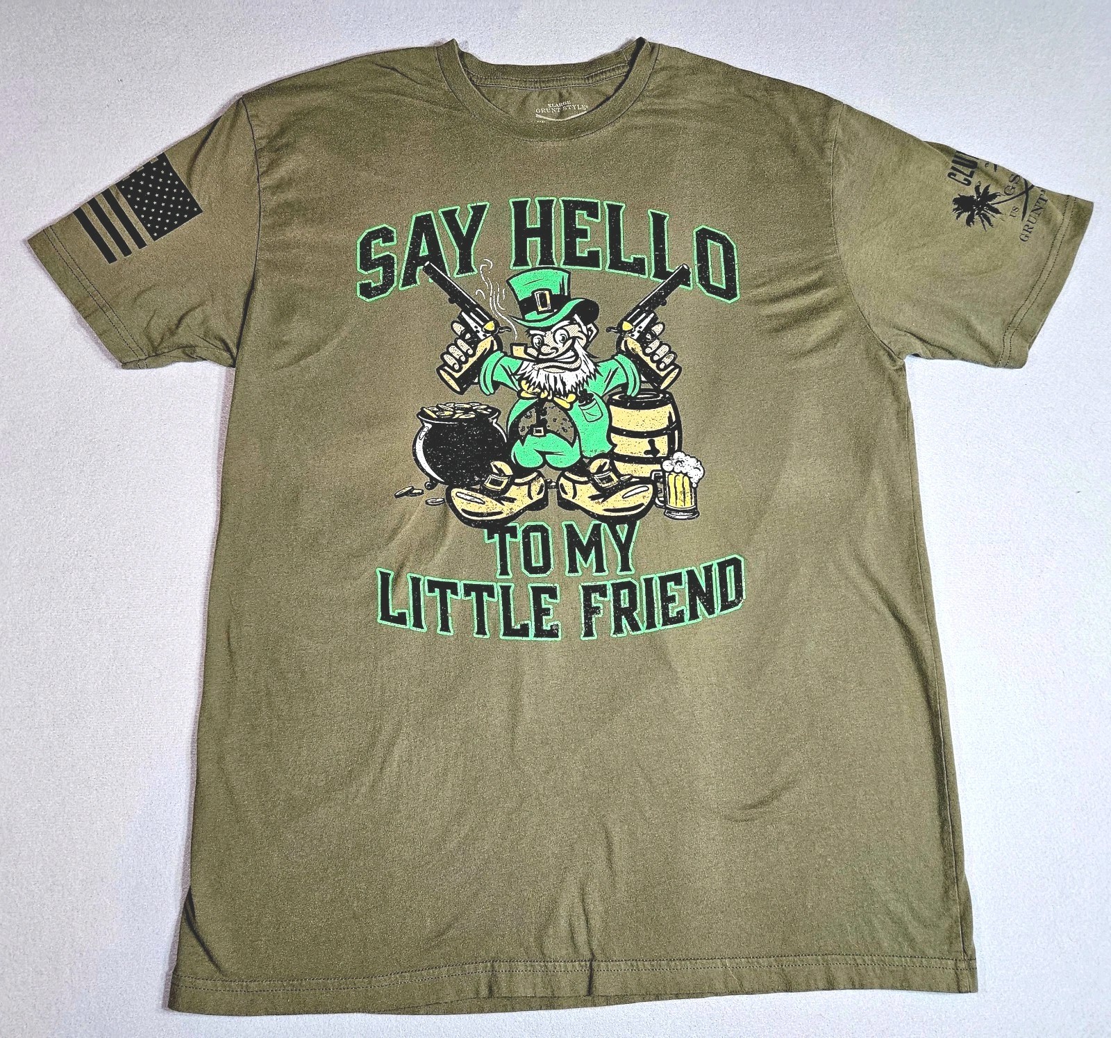 Grunt Style Shirt Adult XL Green Leprechaun Say Hello To My Little Friend Tee