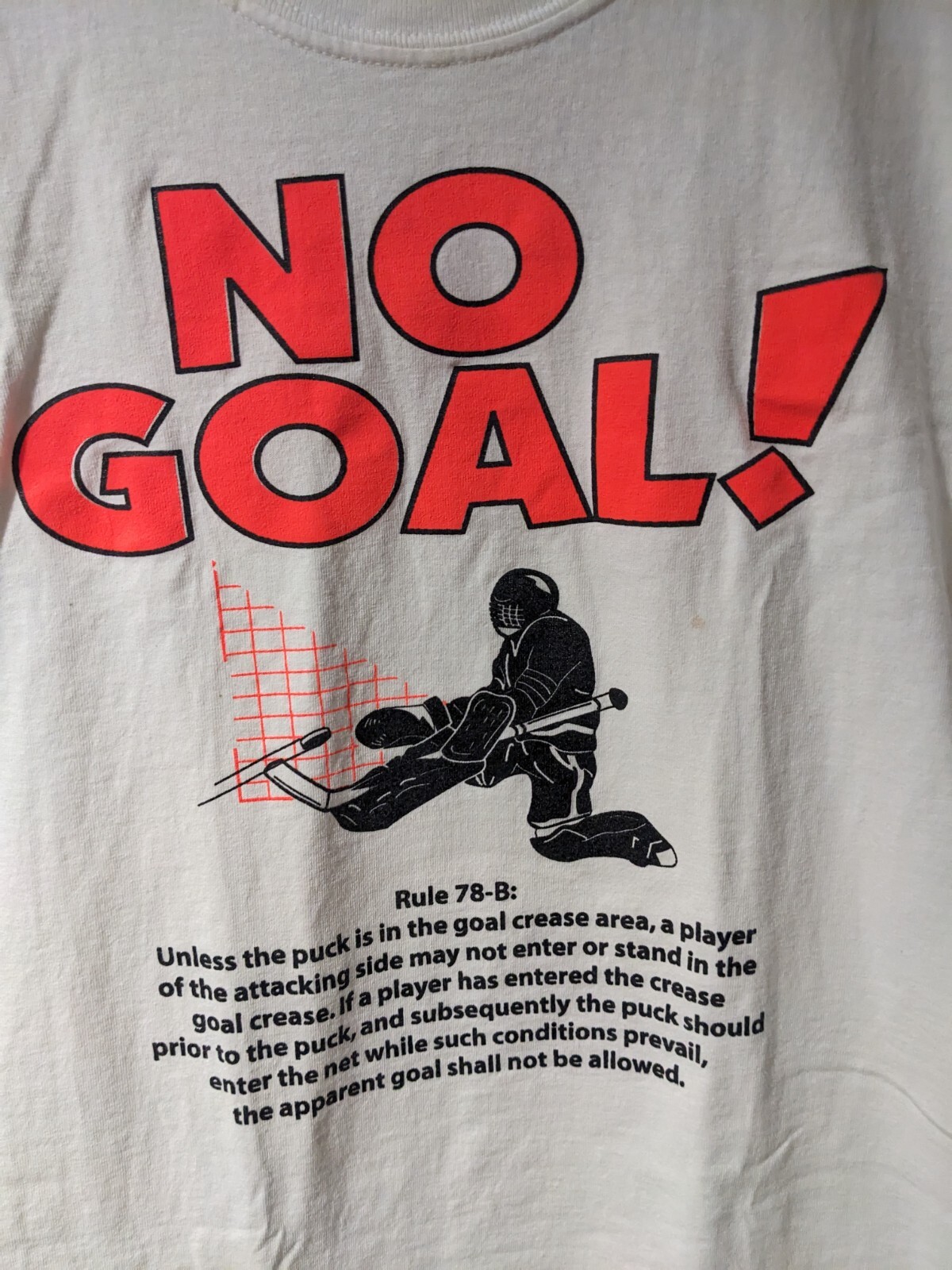 Vintage 90s No Goal Humor Funny Hockey NHL Sports White Large T-Shirt