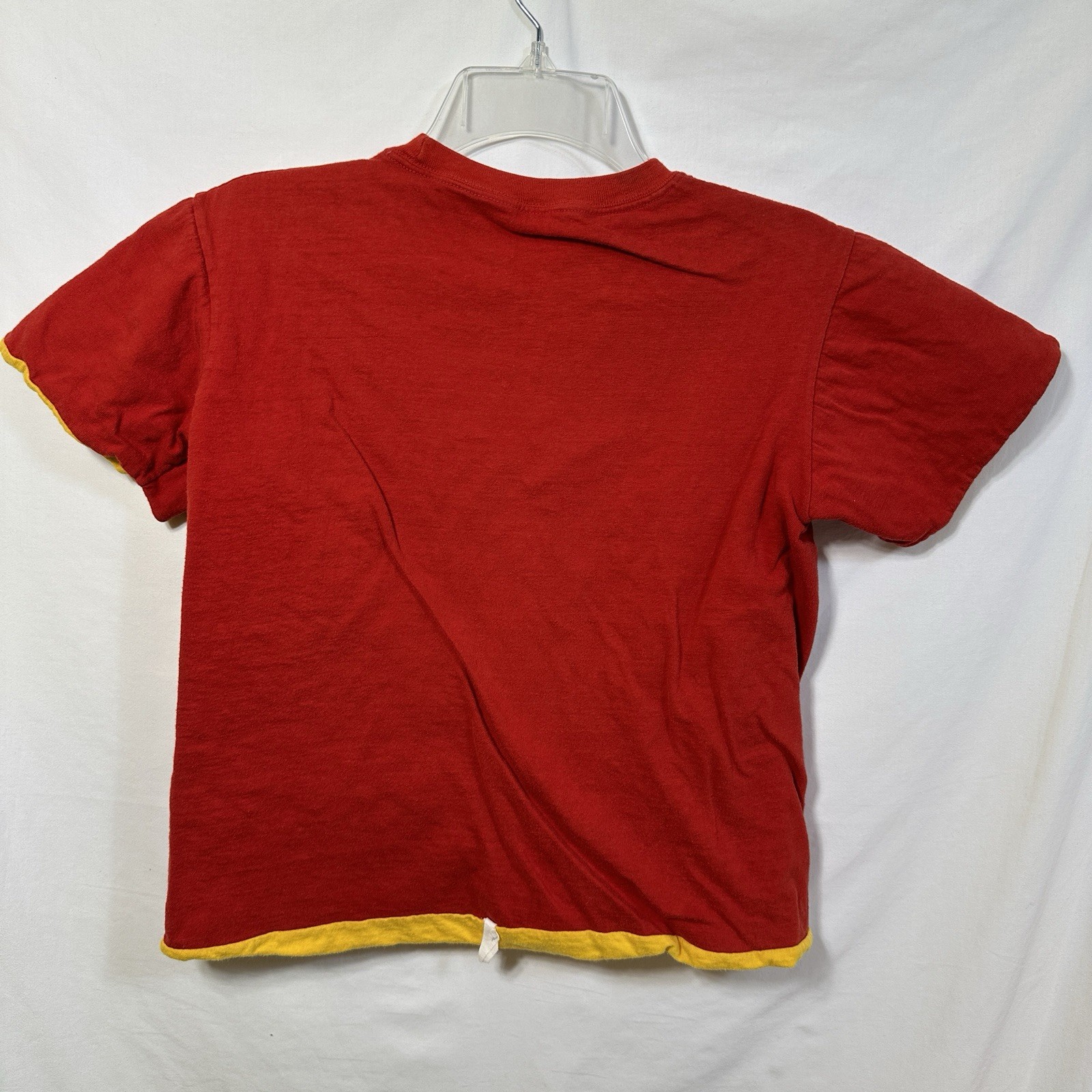 Vintage Double Face Reversible XS Red Yellow Short Sleeve T-Shirt Gym Athletics