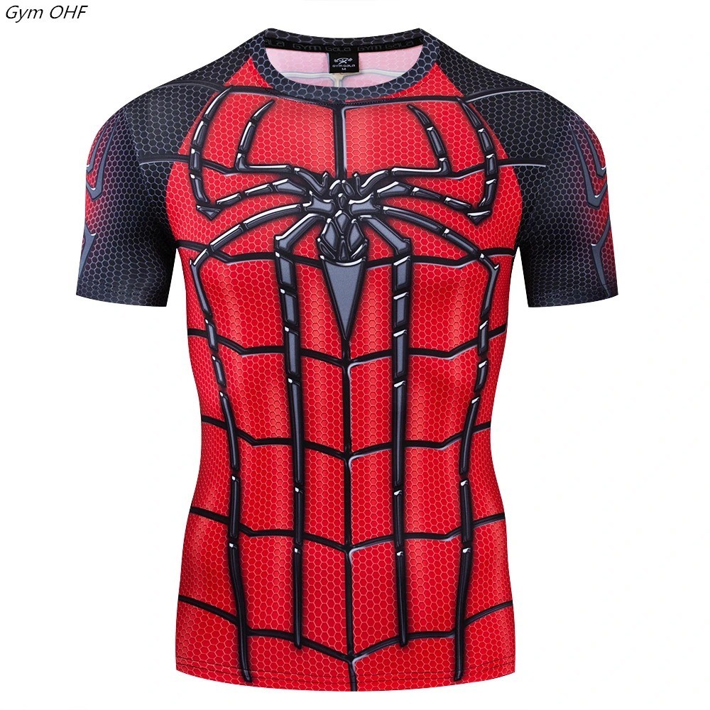 Men’s T-shirts Superhero Compression Tee Gym Active Wear Fitness Tights Tops