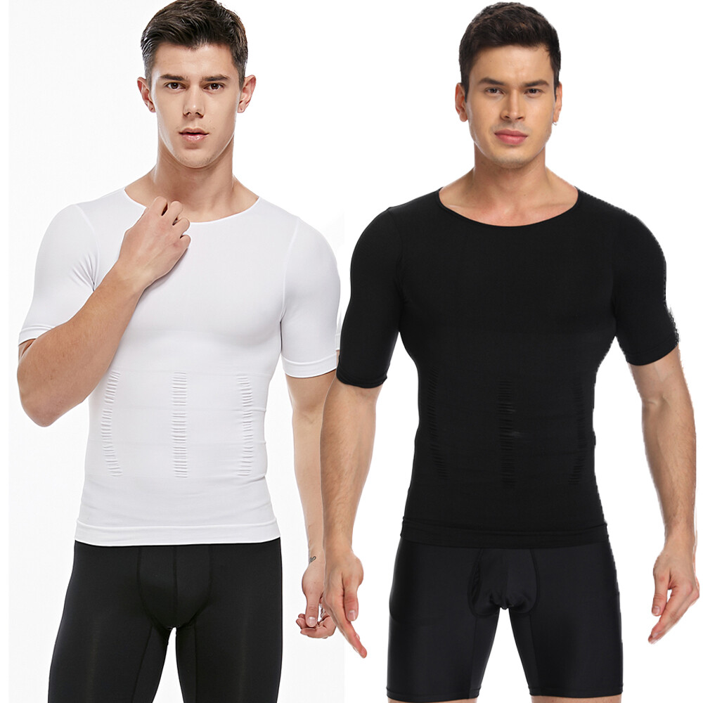Men Slimming Body Shaper Gynecomastia T-shirt Posture Corrector Vest Compression
