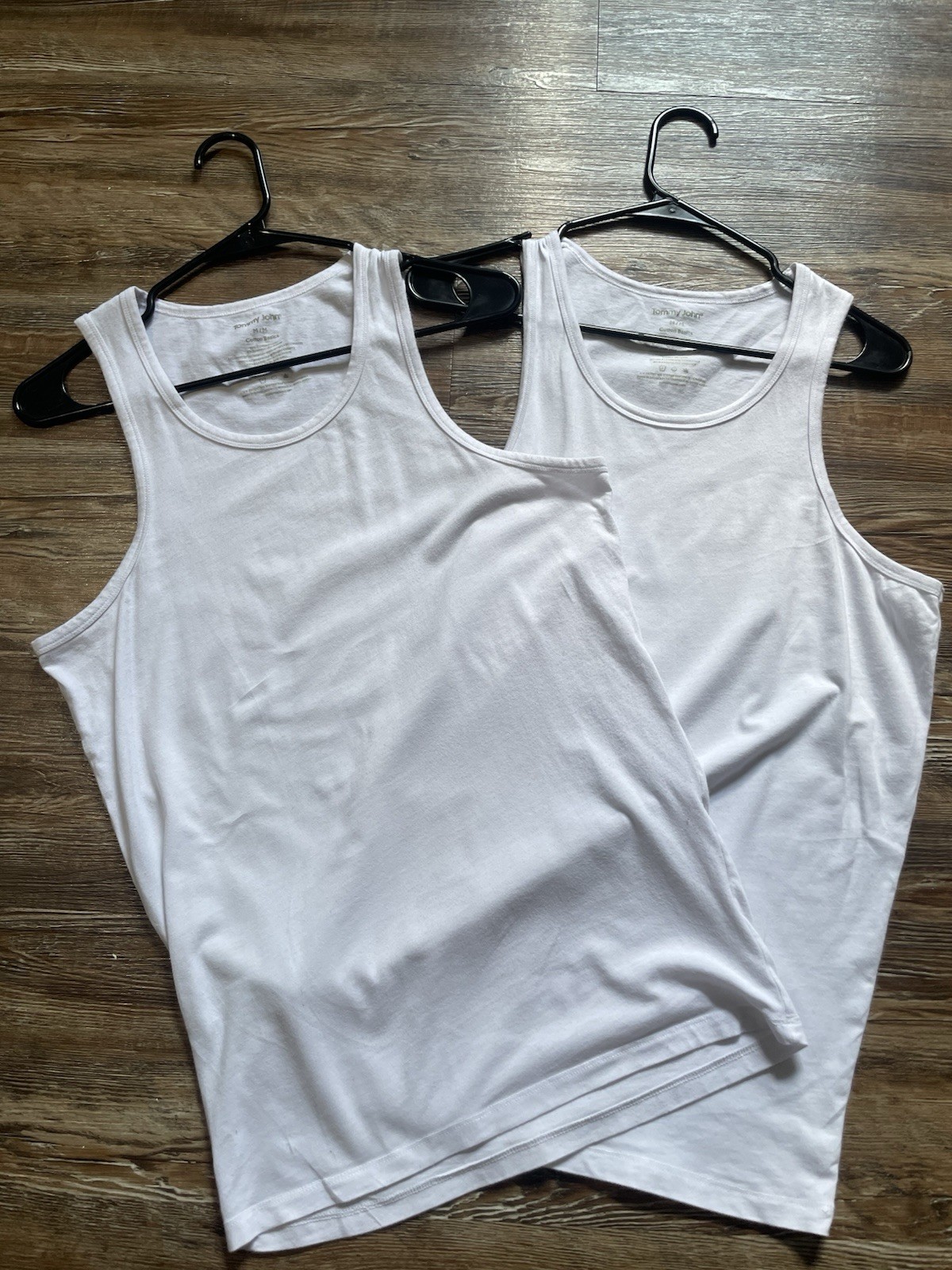 Tommy John Cotton Basics White Tank Top Lot 2 x Size M Under Shirt Singlet Vest