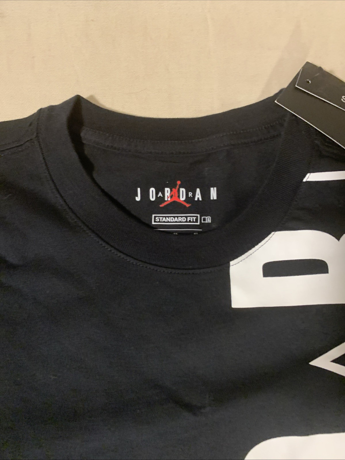 Air Jordan Shirt Mens Small Black Shoulder Spellout Short Sleeve Basketball