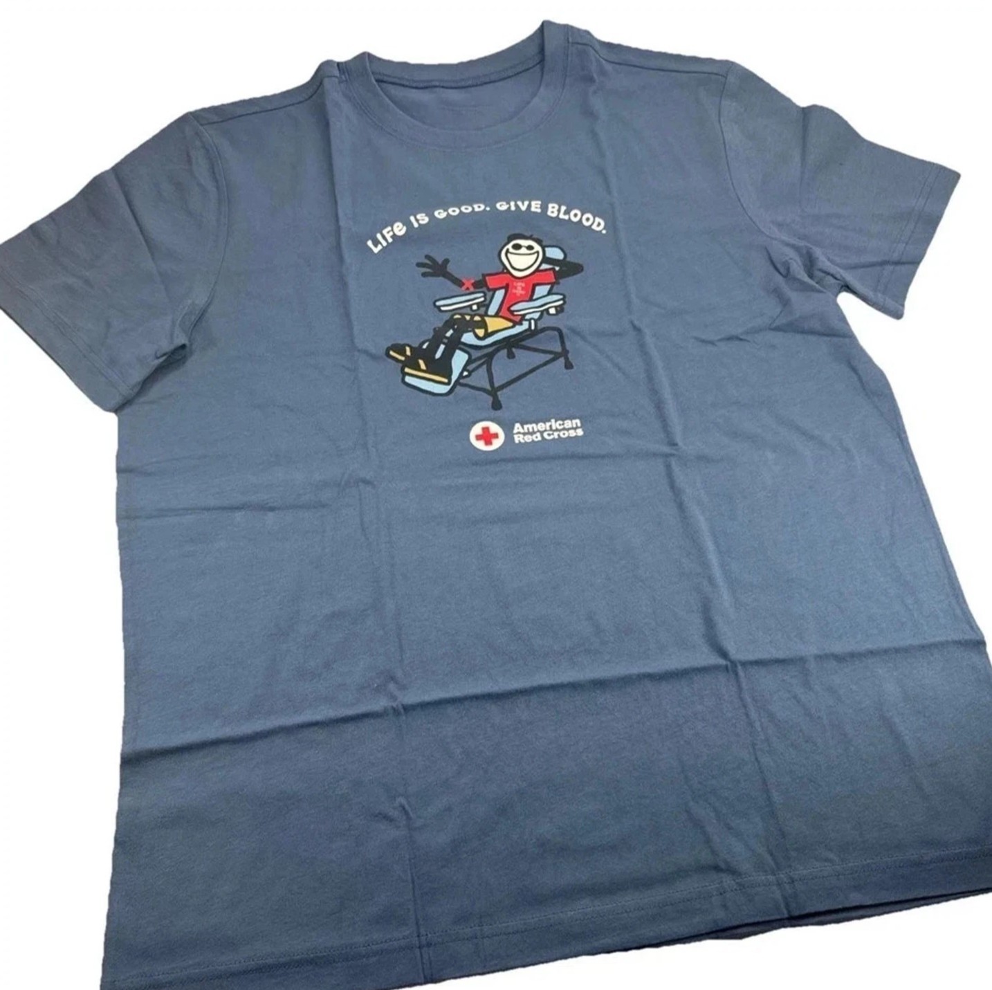 NEW 2026 – Life Is Good American Red Cross Give Blood Graphic T-Shirt Gildan