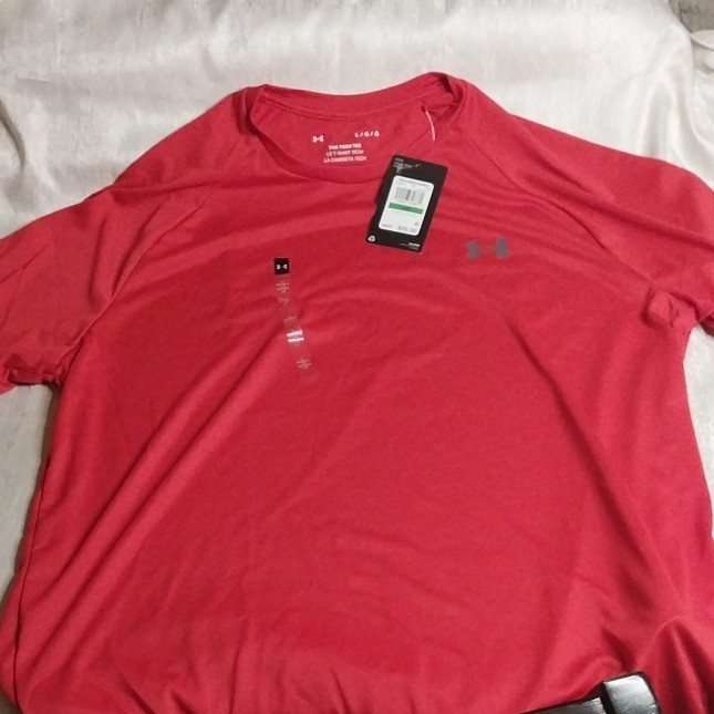 Under Armour Red L Men’s Short Sleeve Crew Neck UA Tech 2.0 Polyester Tee