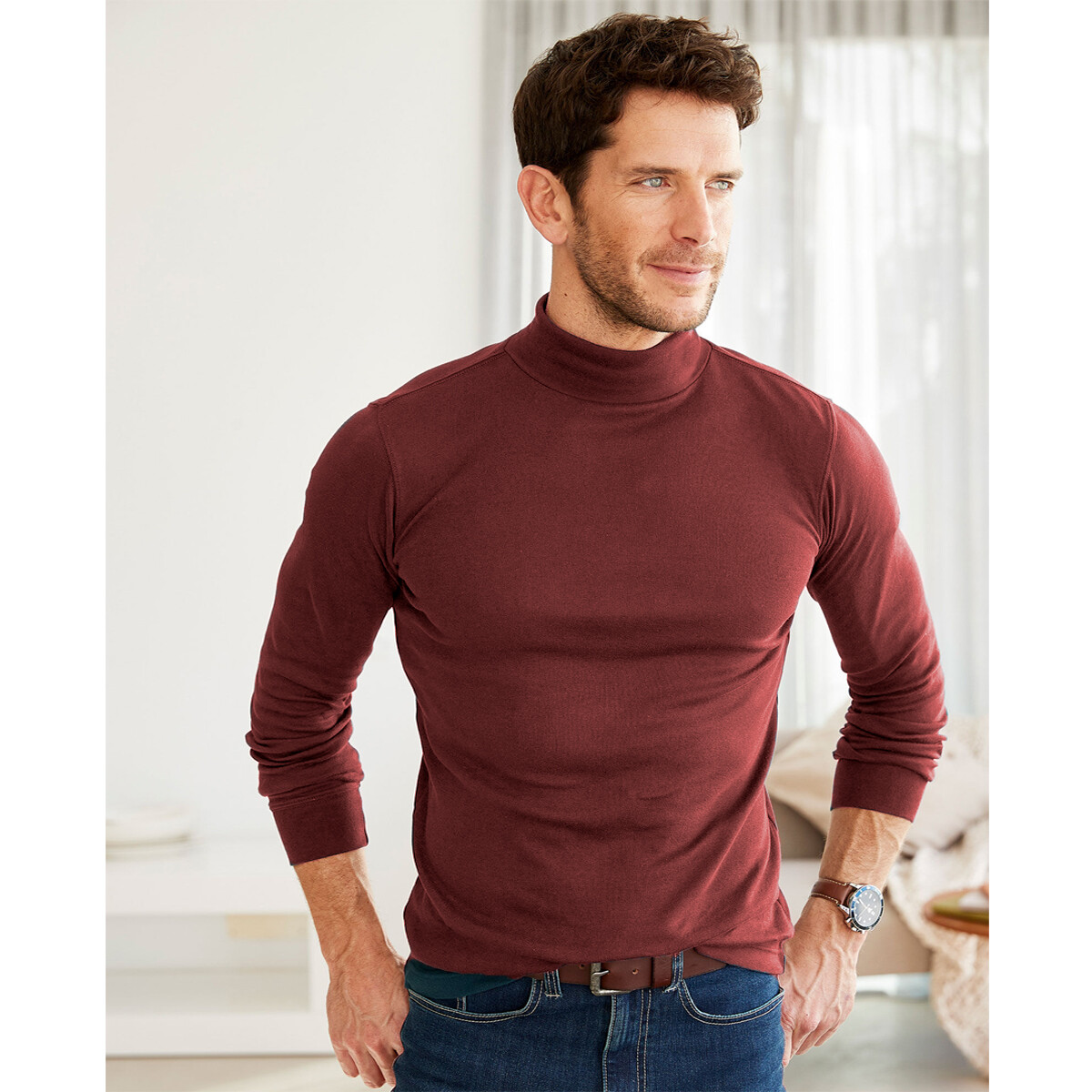 MENS ROLL NECK LONG SLEEVE COTTON POLO TURTLE NECK UK SIZES M,L,XL,XXL,XXXL NEW