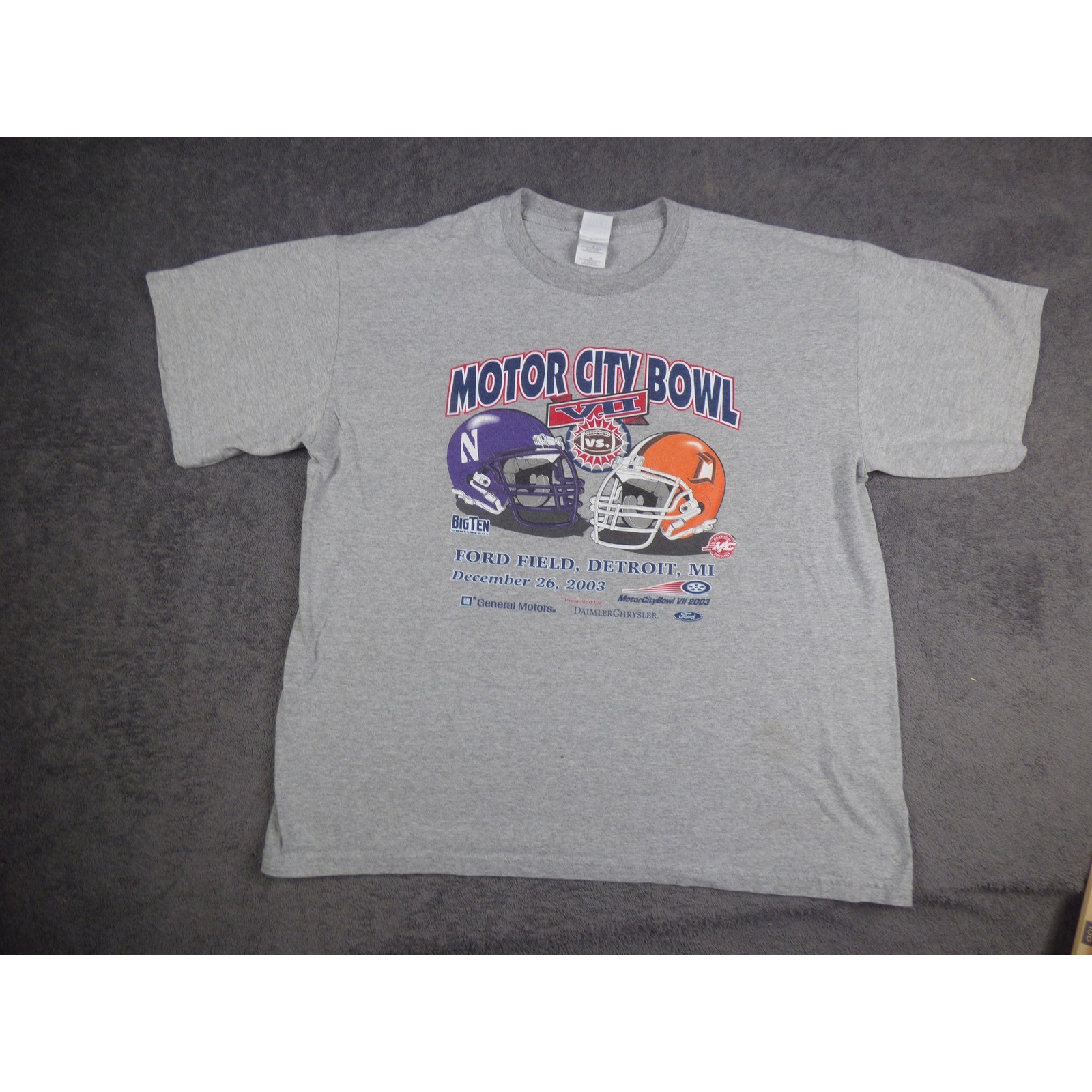 Gildan 2003 Motor City Bowl VII T-Shirt Mens XL Northwestern vs Bowling Green