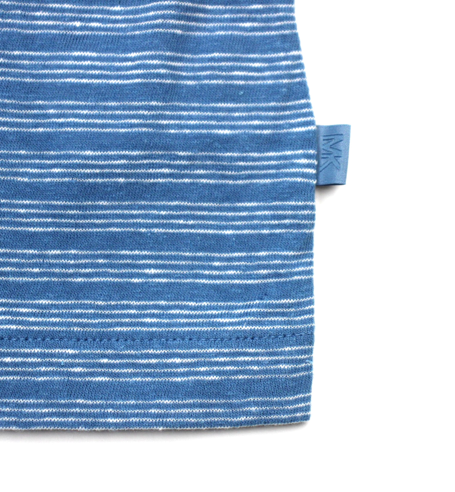 Michael Kors Shirt Mens Large Steel Blue Striped Linen Cotton Crew Neck Tee NWT