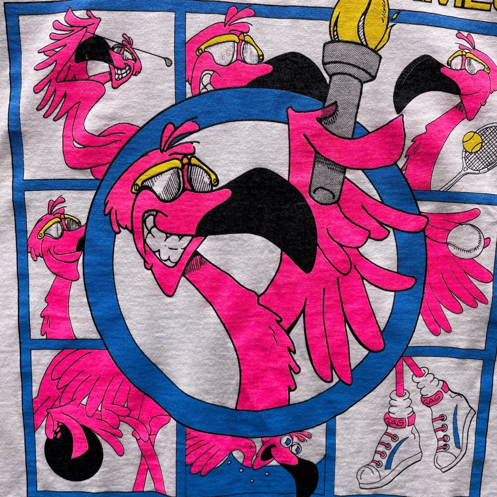 Vtg Flamingo Sanford Florida Graphic Mens M T Shirt Bright Pink Golden Age Games