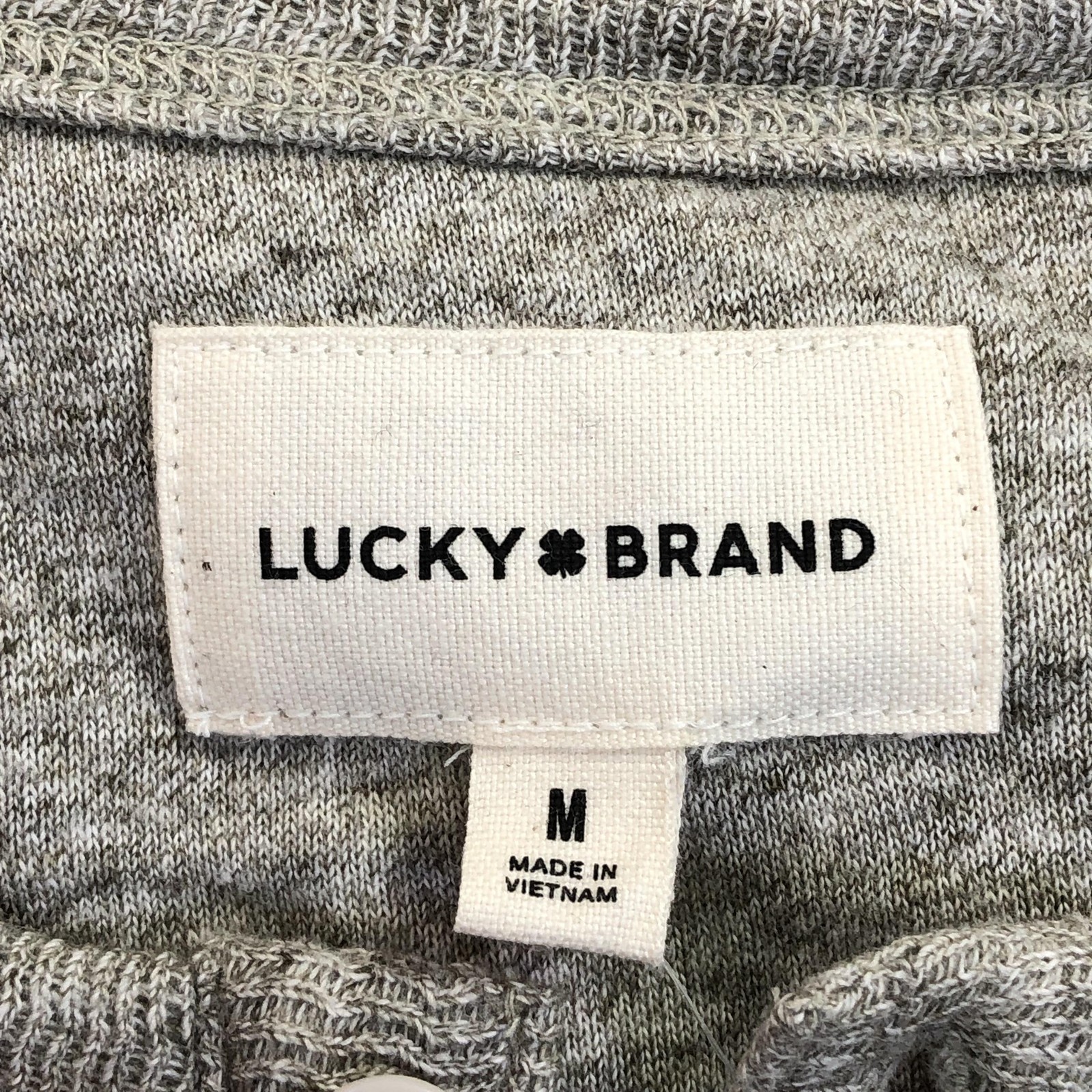 Lucky Brand Shirt Mens Medium Beige Jacquard Henley Long Sleeve Knit Tee Sample