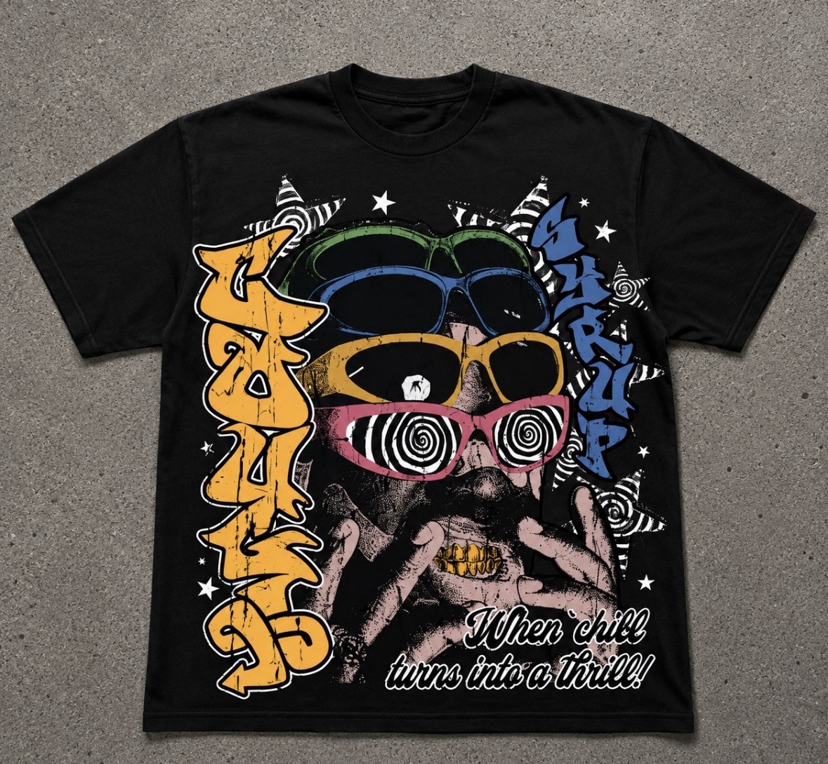 Starry Graphic T Shirt Multicolor Sunglasses Streetwear Y2K Oversized Tee