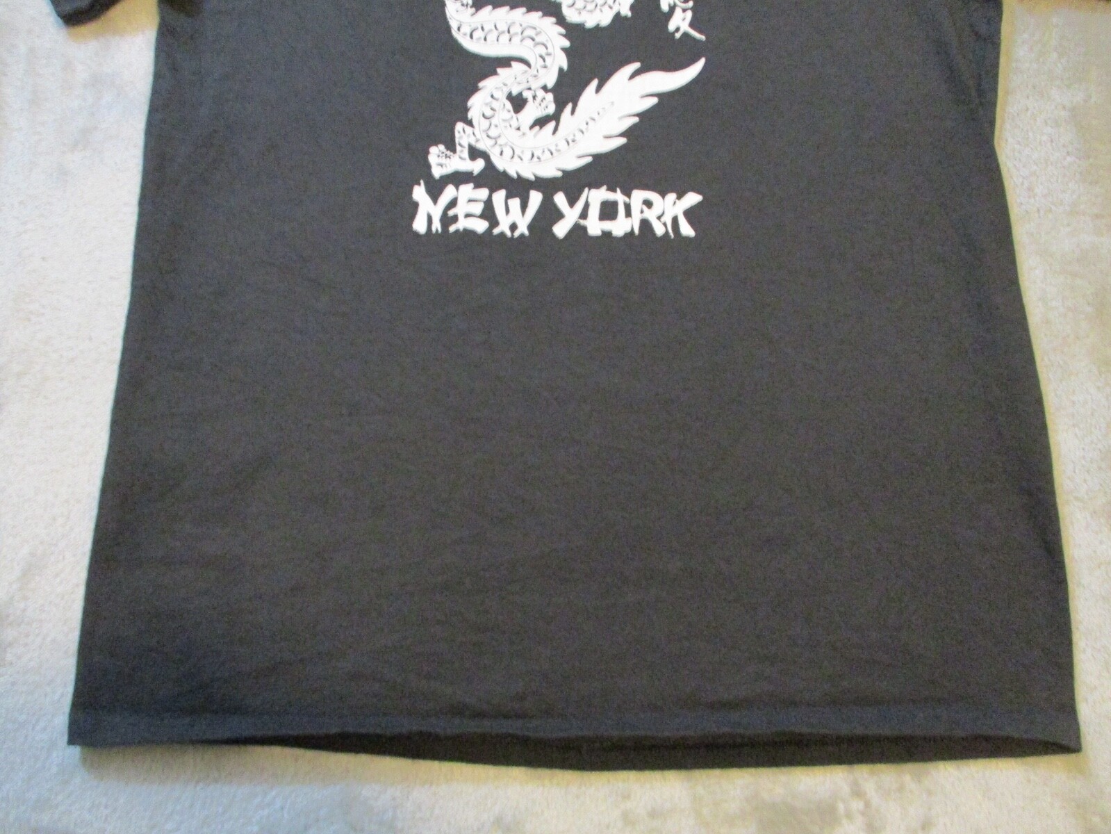 Vintage Chinatown New York Shirt Mens Medium Black White Dragon China Town