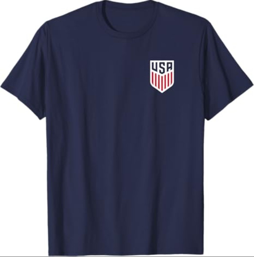 USA Soccer Front Back Crest Navy USMNT Officially Licensed Tees T Shirts for Men