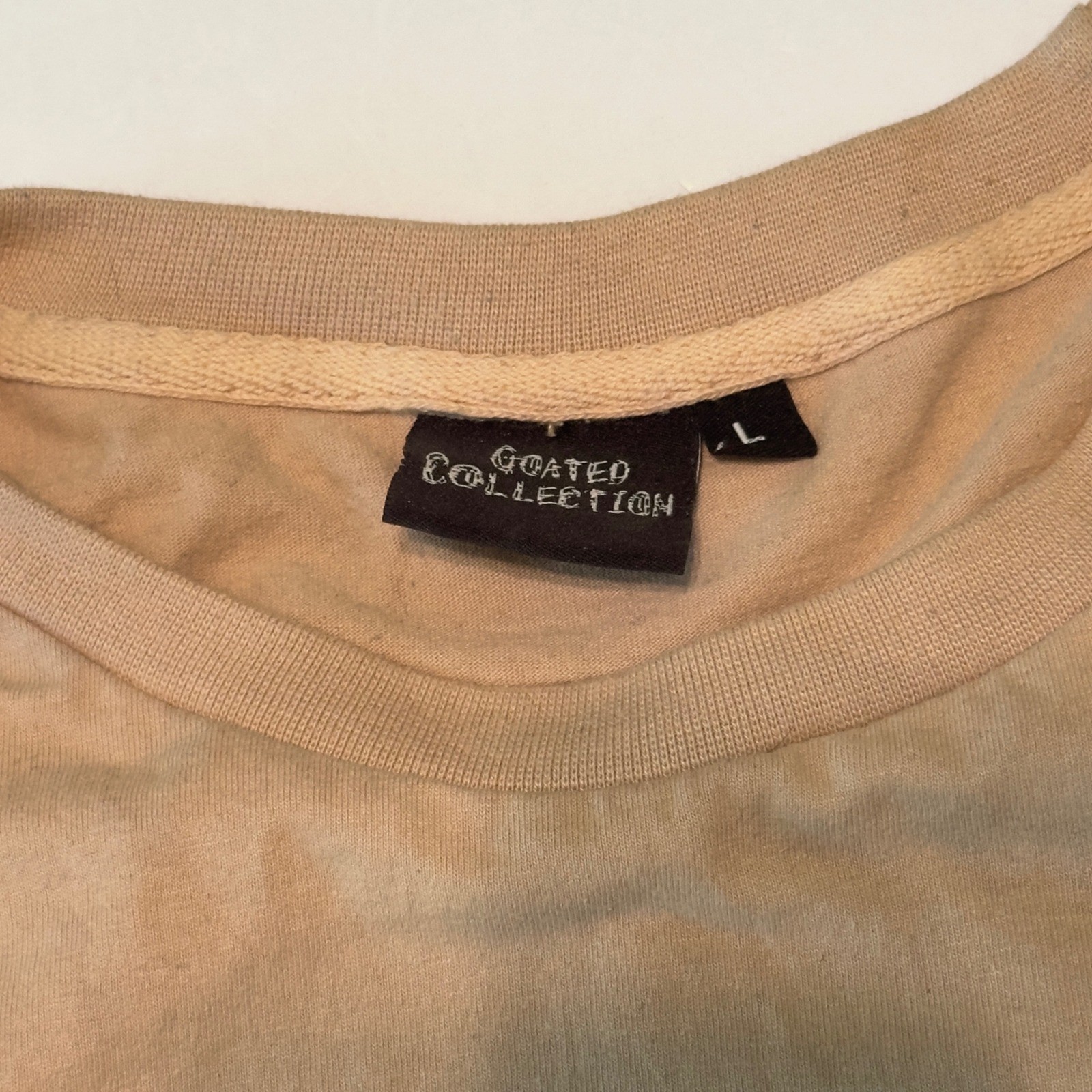 Goated Collection Tan Graphic T-Shirt Mens Large Streetwear Goat Rose Chain Tee