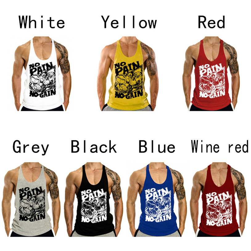 Gym singlets fitness- Men’s Tank Top for Workout – Stringer No Pain No Gain