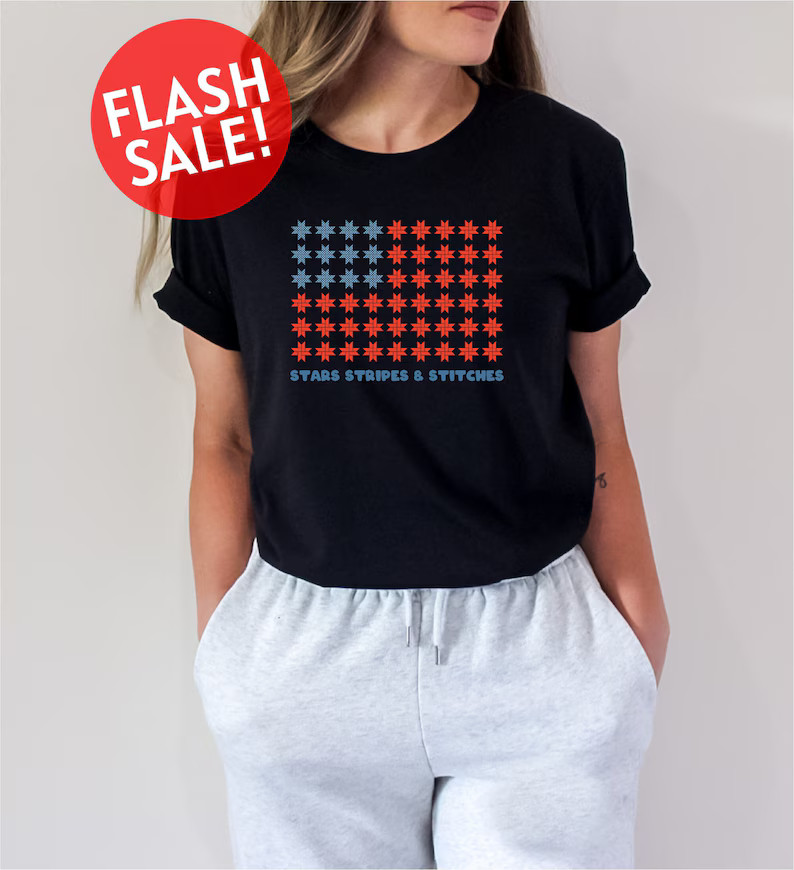 Patriotic Flag Quilt Design Comfort Tee Shirt USA Qu