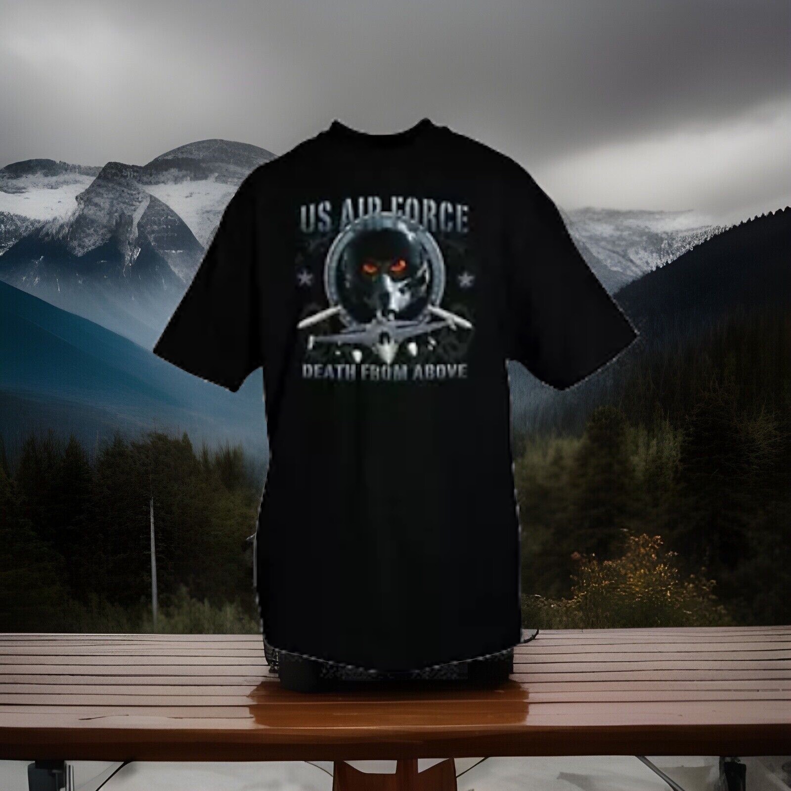 US AIR FORCE / DEATH FROM ABOVE – 100% COTTON S-SLEEVE MILITARY/VET T-SHIRT M