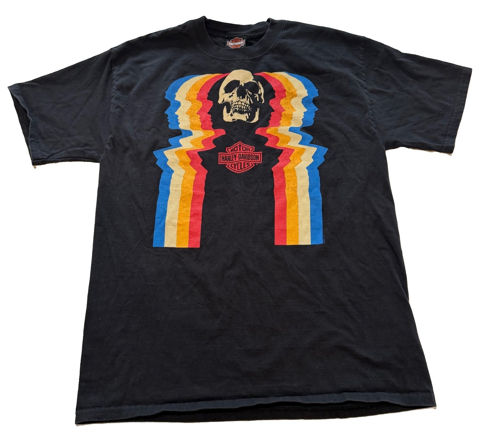 Harley Davidson Shirt Mens Medium Black Savannah Georgia Face Skull Double Sided