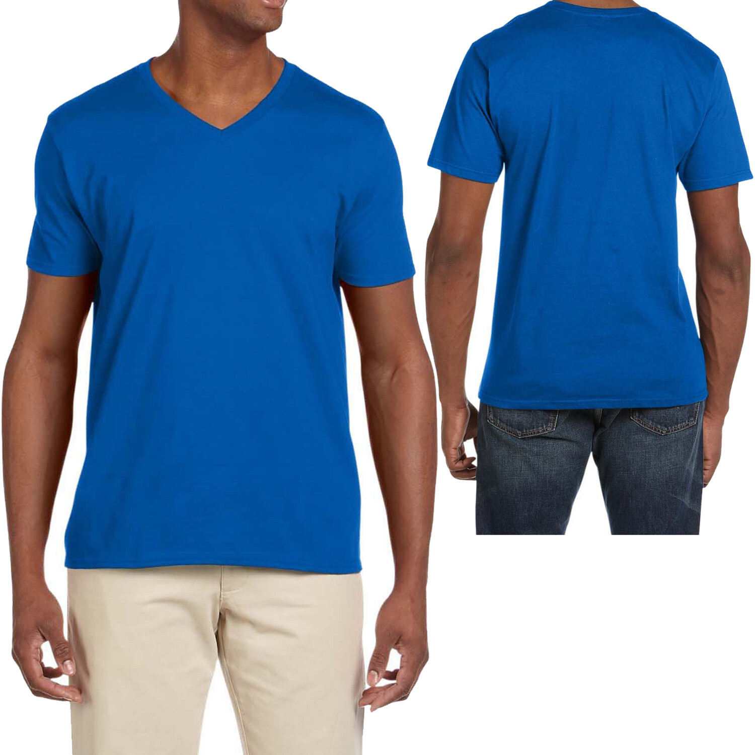 Mens Gildan Soft 100% Ring Spun Cotton V-Neck T-Shirt Classic Fit Tee S-3XL NEW!