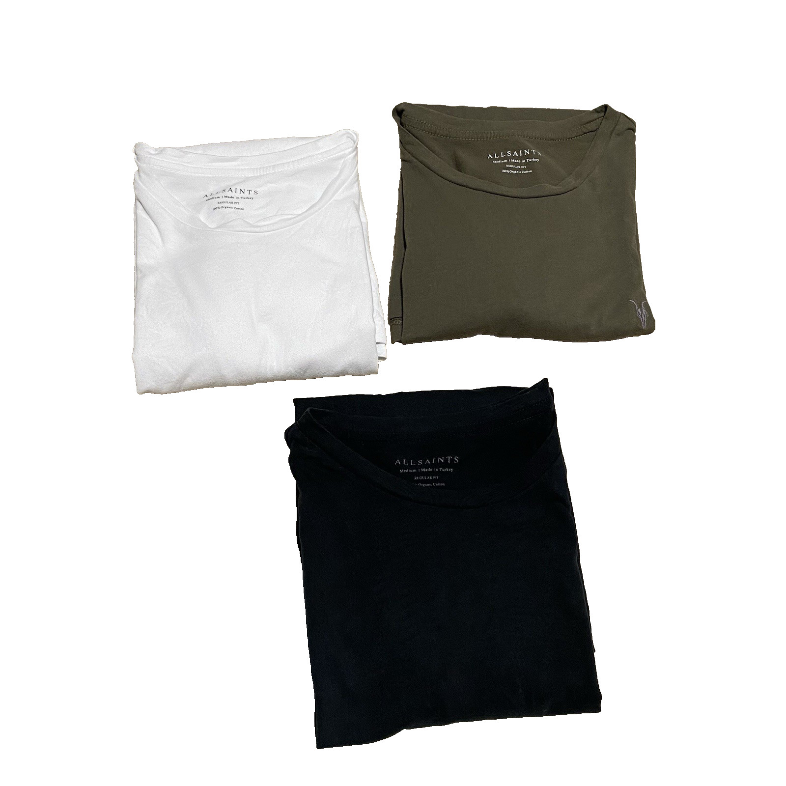 AllSaints Brace T-Shirts Mens M Short Sleeve Crewneck Cotton Ramskull Set of 3