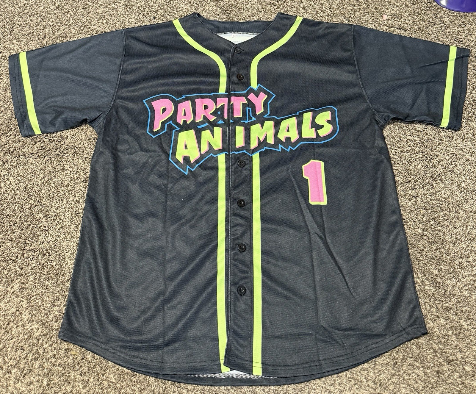 NEW Party Animals Baseball Jersey Black Savannah Bananas #1 Men’s XL