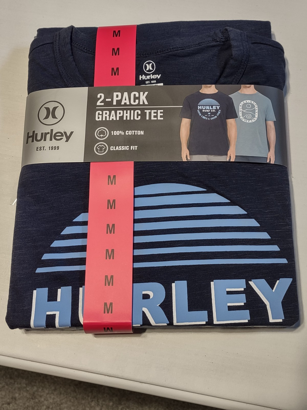 NWT – Hurley – 2 Pack Men’s Graphic Tees – Dark & Light Blue – Medium