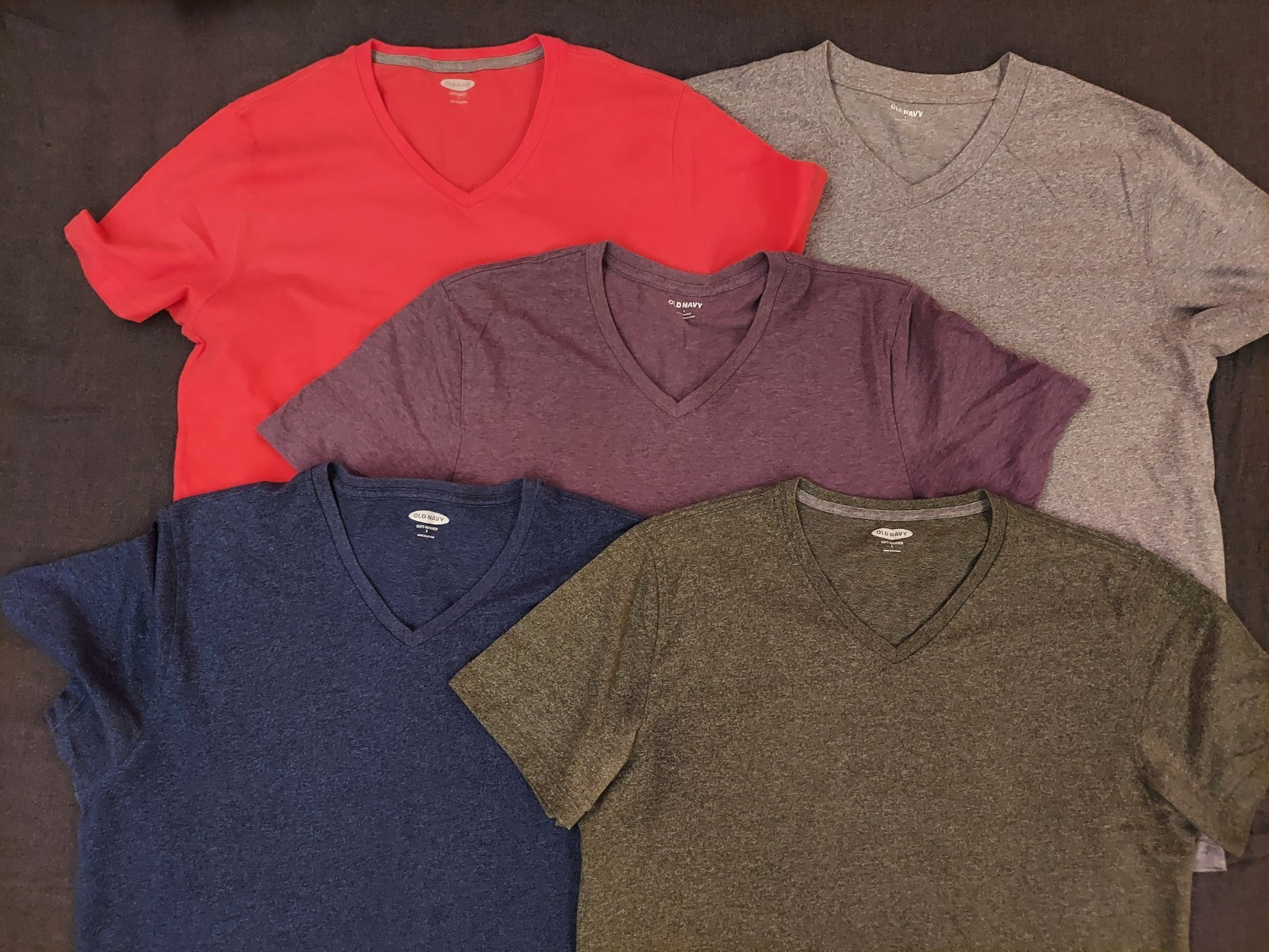 Lot Of 5 Old Navy T Shirts Size Large V-Neck Short Sleeve Solid Color Tops