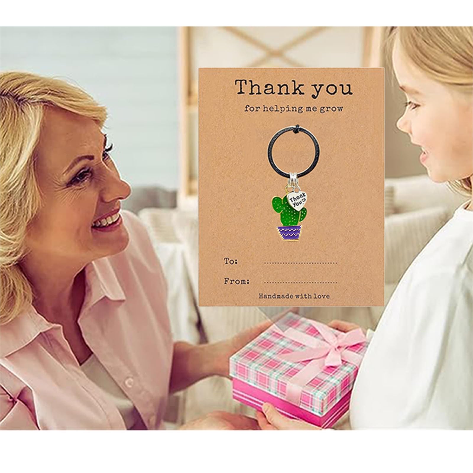 5PCS Flower Keychain Charms with Thank You for Helping Me Grow Cards Teacher …
