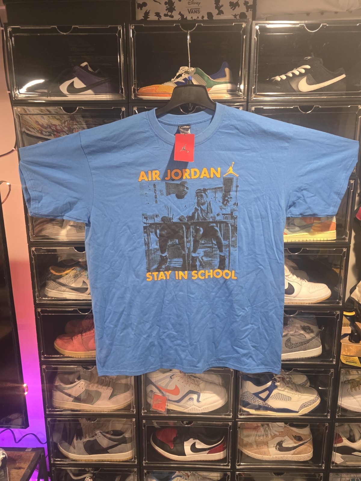​Vtg 2005 Nike Air Jordan Stay In School T Shirt NWT Blue XXL Spike Lee Flight