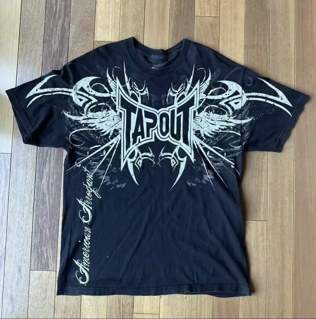 Mens Y2K Gothic Graphic T Shirt Streetwear TAPOUT Wing Grunge Vinatage Tee