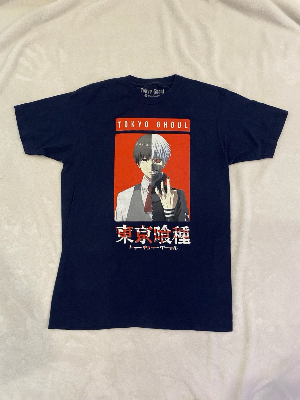 Tokyo Ghoul Crunchy Roll Graphic Print Navy Blue Red T Shirt Mens Size M (38/40)