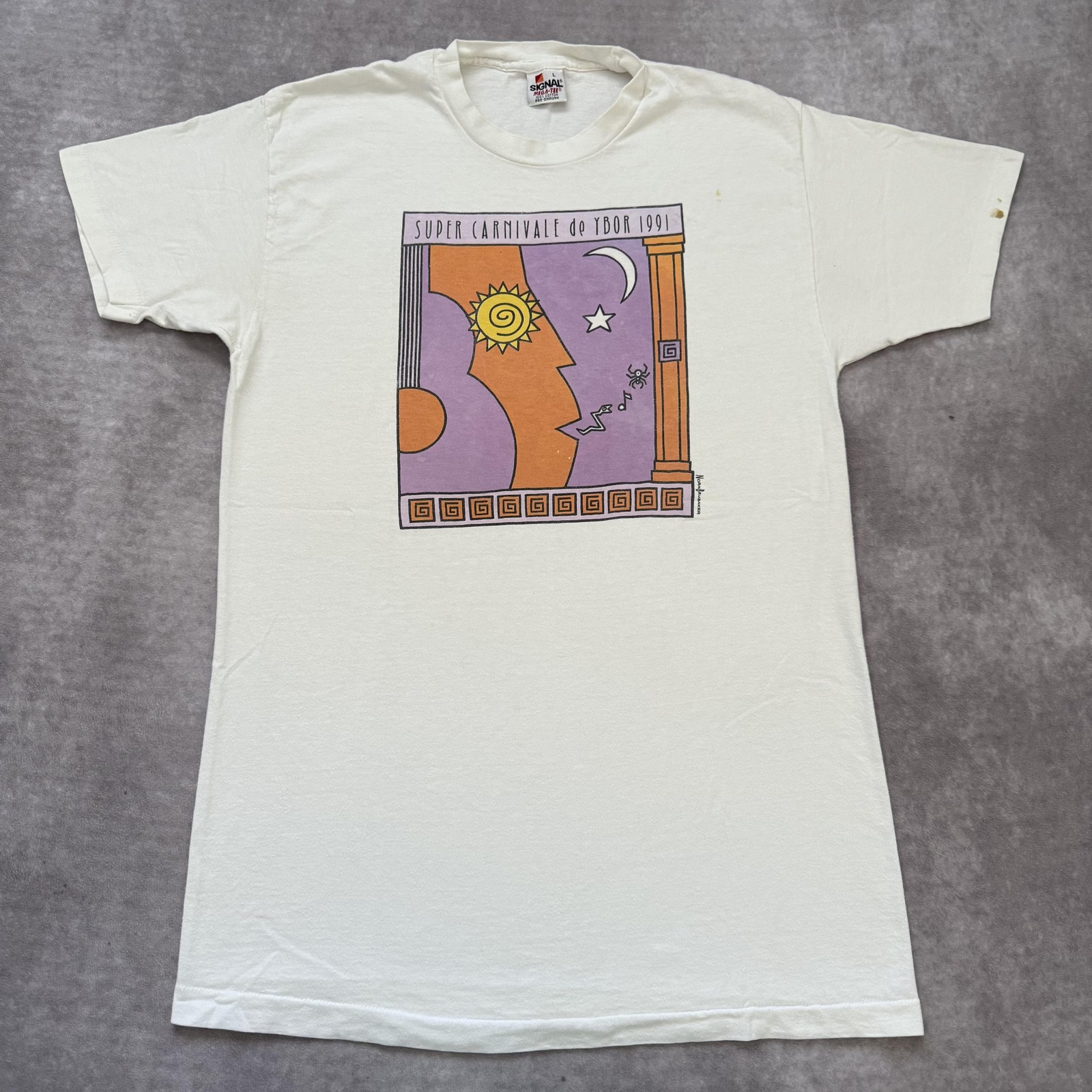 Vintage 1991 Carnivale De Ybor City Shirt Mens L Carnival Art Florida