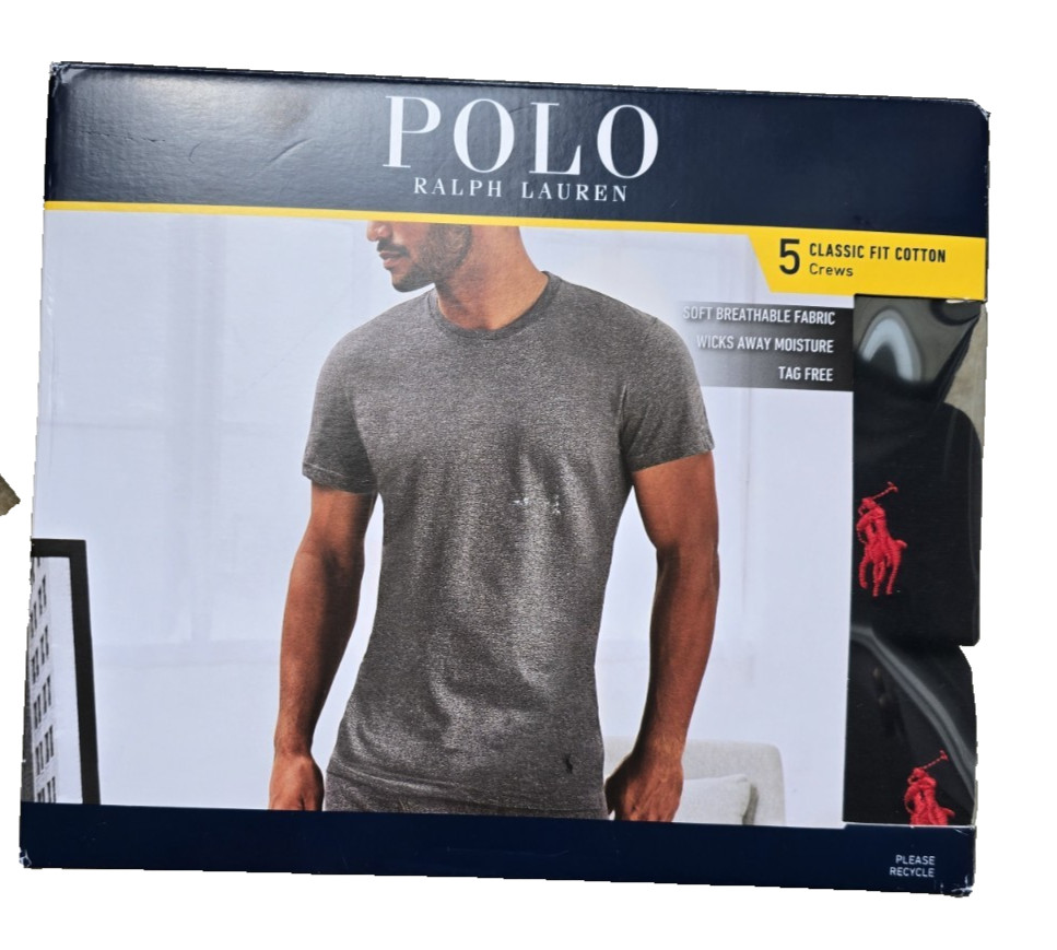 Polo Ralph Lauren Classic Fit Cotton Crews 5 Pack Black XL NCCNP5