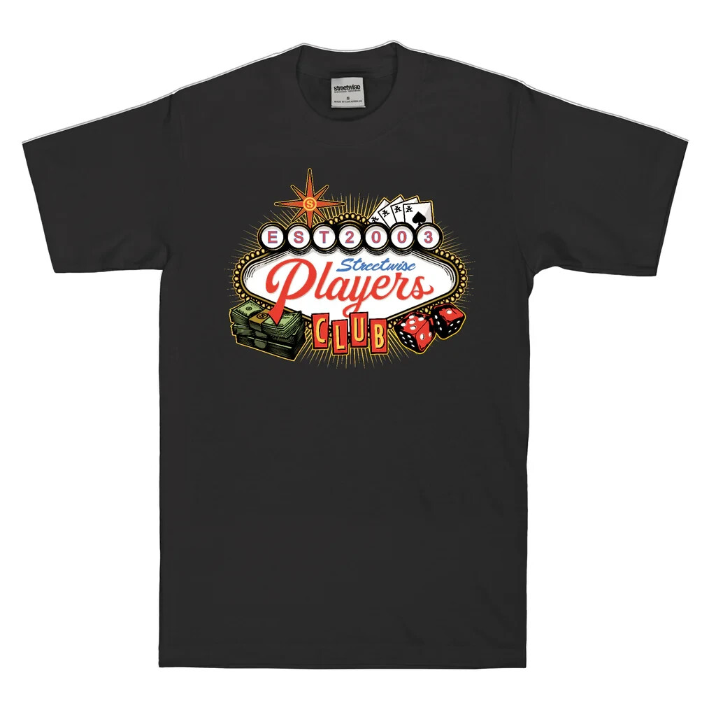 Streetwise Players Club T-Shirt Men’s Streetwear Tee – Black