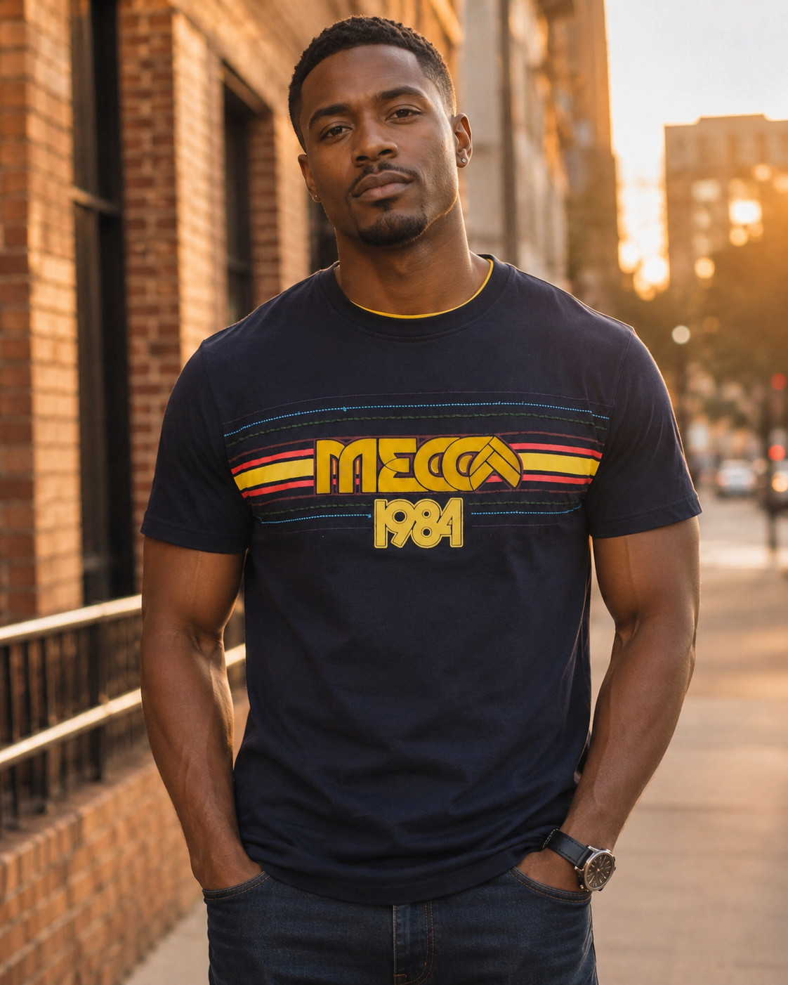 Vintage Y2K Mecca 1984 T Shirt Mens XL Black Hip Hop Streetwear Graphic Tee