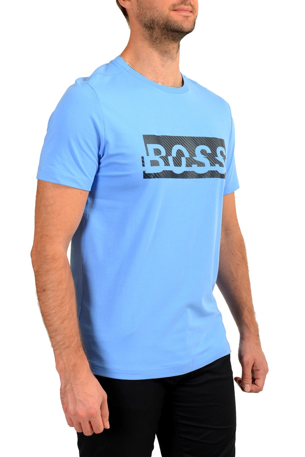 Hugo Boss Men’s “Tee 4_99” Blue Logo Print Short Sleeve T-Shirt US 2XL IT 56