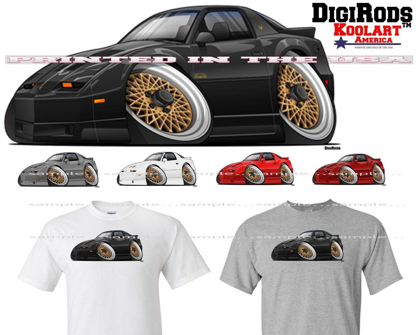 Pontiac Firebird Trans Am GTA Model DigiRods / Koolart Cartoon Car T Shirt