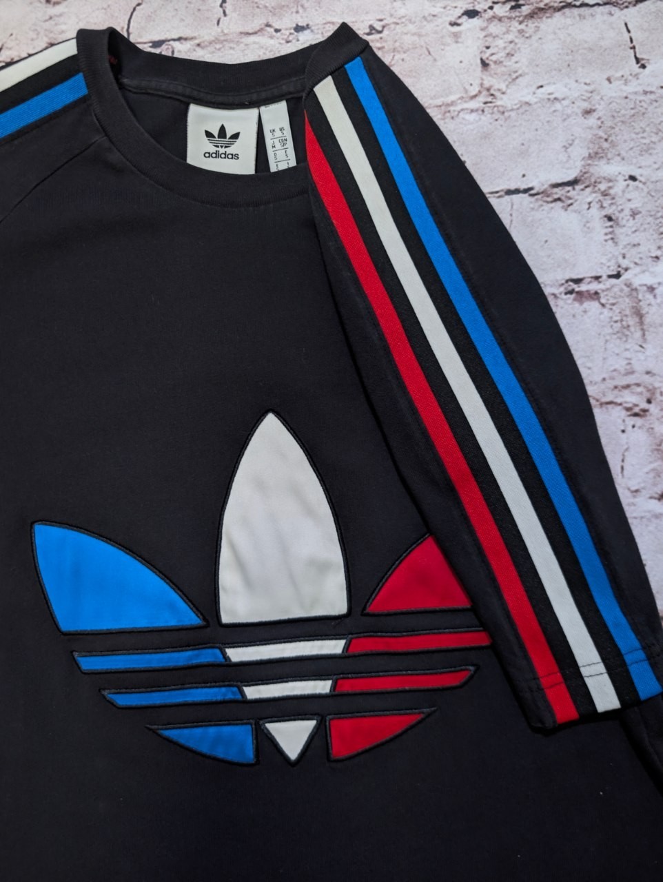 Adidas Originals T-Shirt L Adicolor Tricolor Trefoil Embroidered