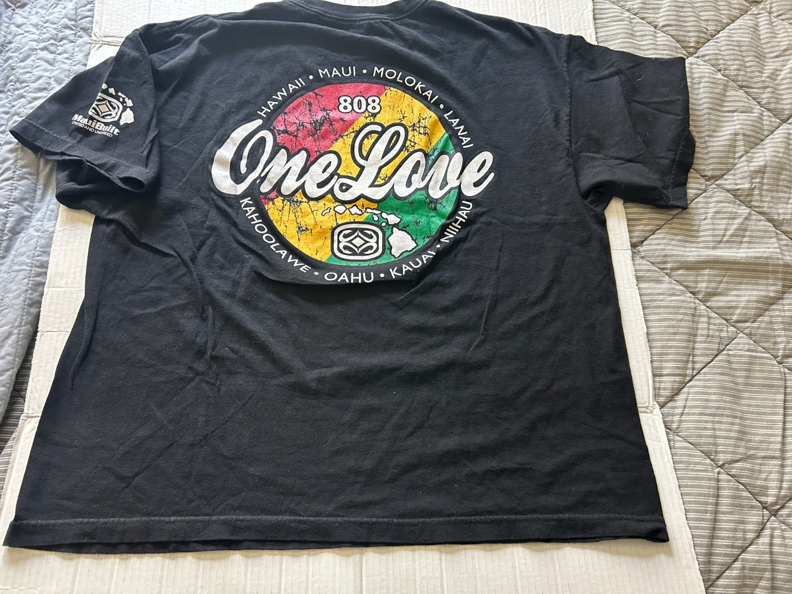 MAUI BUILT 808 ONE LOVE DISTRESSED 2XL BLK SHORT SLEEVE T SHIRT.SEE DESCRIPTION