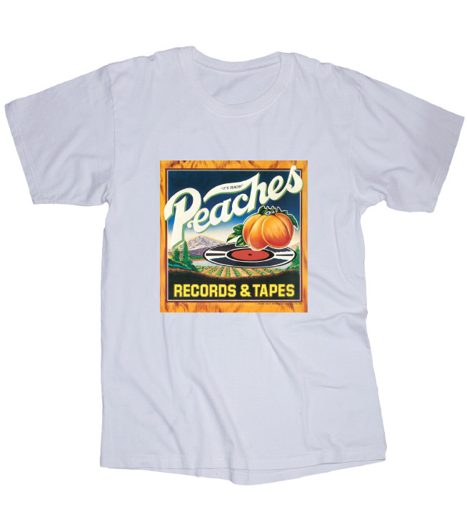 Peaches Records & Tapes logo white T-shirt Music
