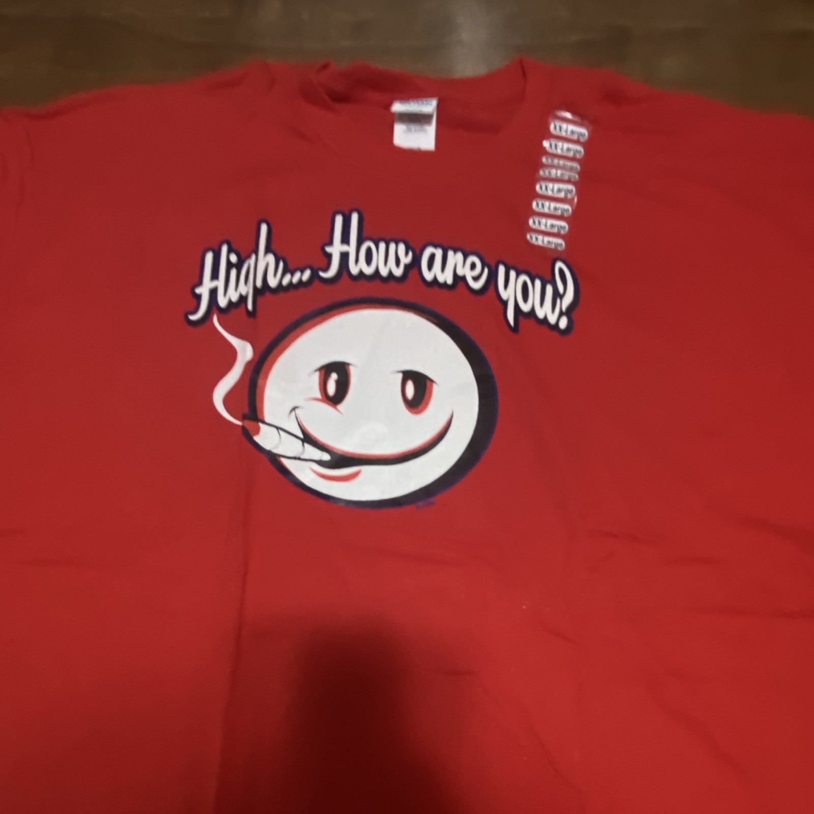 Gildan Red Graphic Print ‘High… How are you?’ Men’s 2XL Short Sleeve T-Shirt
