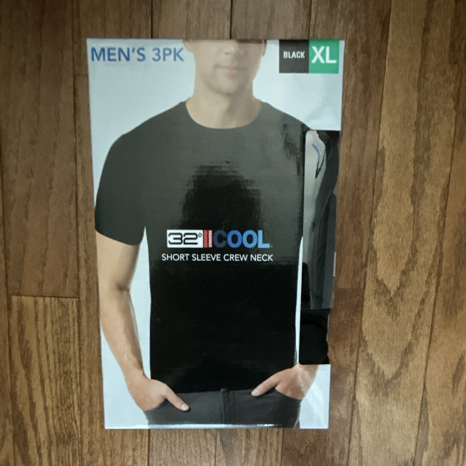 32 Degrees COOL Men’s 3-Pack Quick Dry Anti-Odor Crew Neck T-Shirt Black XL
