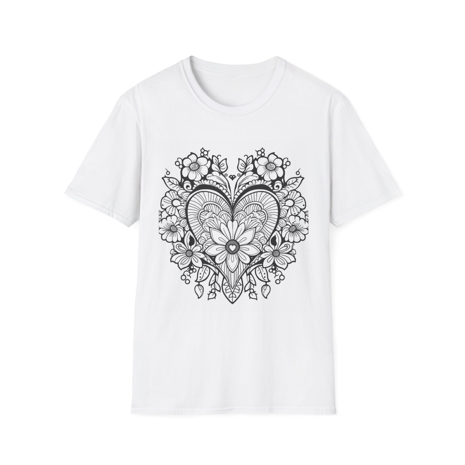 Paint your own shirtsFloral Heart Mandala T-Shirt | Flower Lace Heart Design