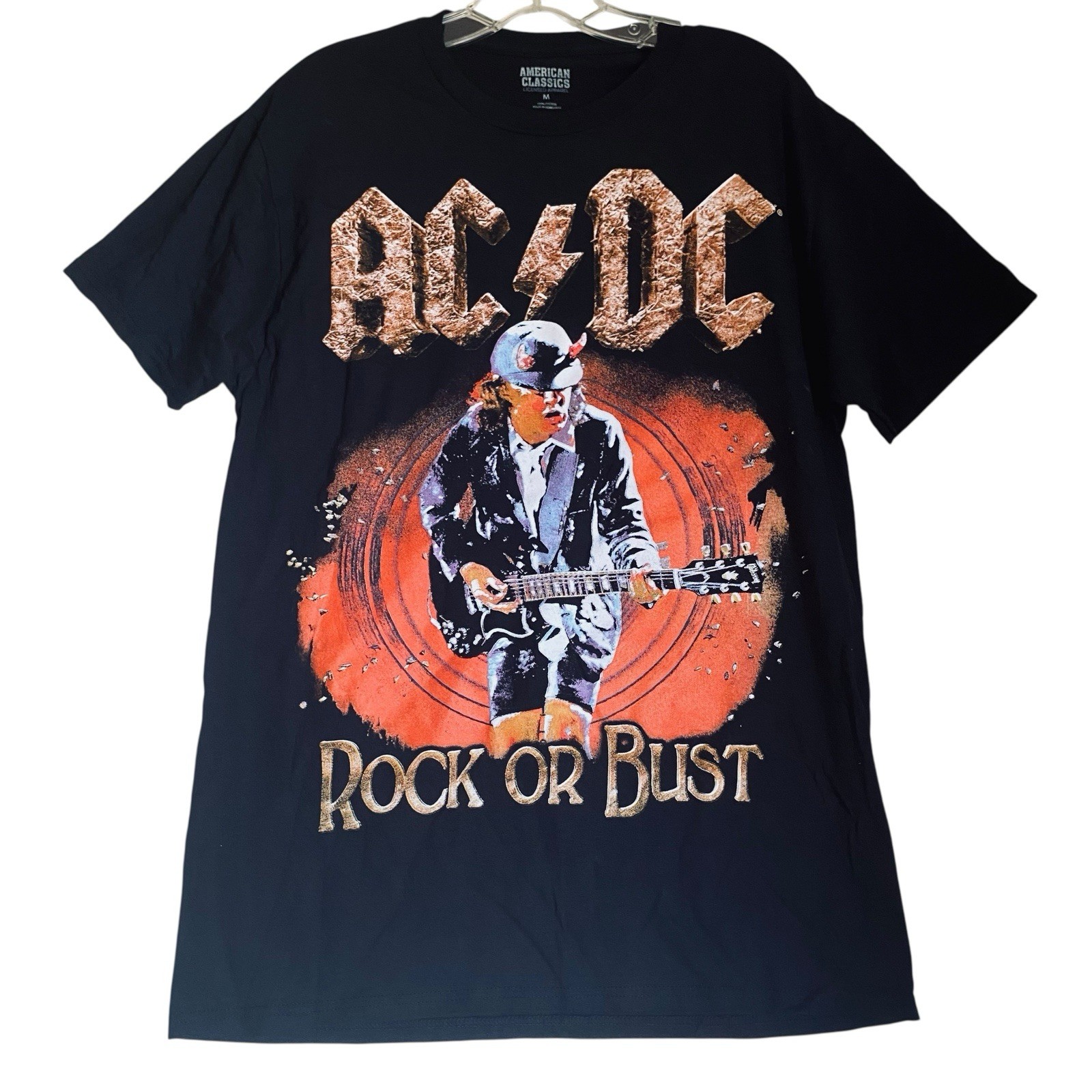 AC/DC Rock Or Bust T Shirt Men Size M Graphic Double Sides Print Licensed