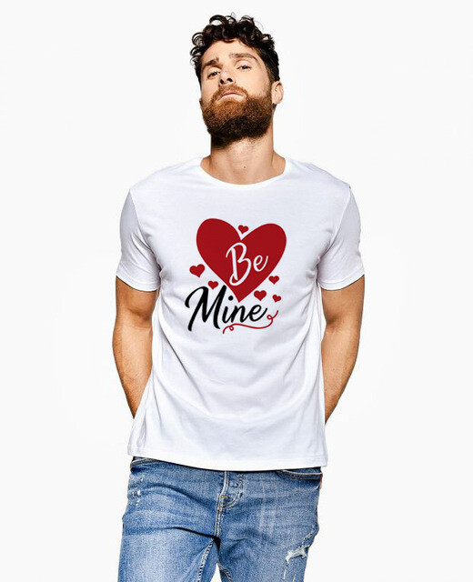 Be Mine Love Heart Casual Tee T Shirt Couples Birthday Anniversary Gift