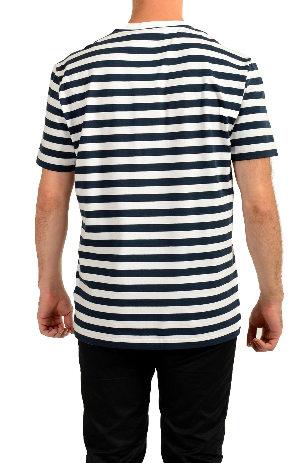 Versace Men’s Medusa Head Embroidery Striped Short Sleeve T-Shirt US 2XL IT 56