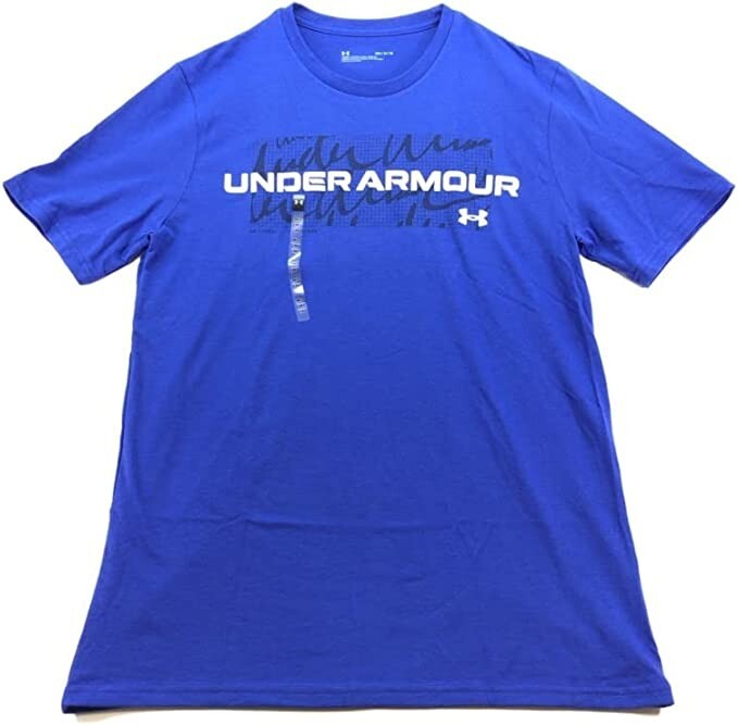 NWT Under Armour Men’s Wordscript Logo Short Sleeve T-Shirt Blue Size XL UA224