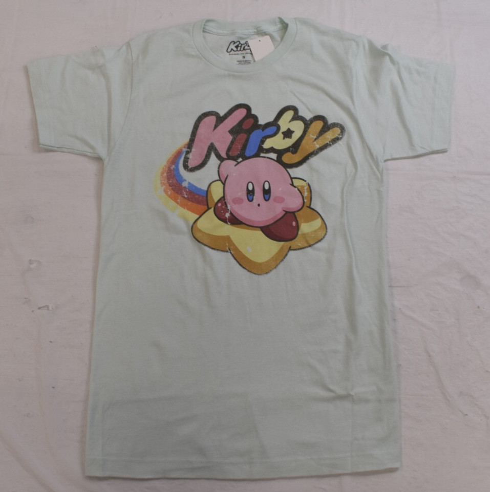 Nintendo Kirby Mens Kirby Rainbow Star Graphic Celadon Shirt NWT Small